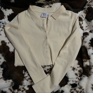 PRINCESS POLLY COLLARD BUTTON DOWN RIBBED TOP